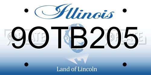 9OTB205 Illinois License Plate