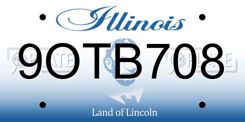 9OTB708 Illinois License Plate