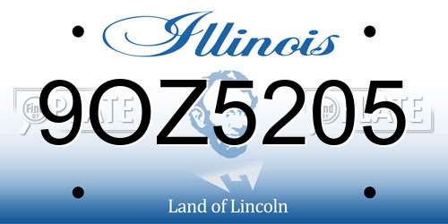 9OZ5205 Illinois License Plate