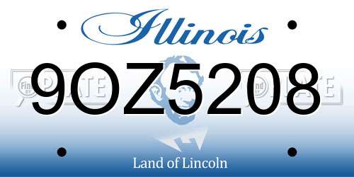 9OZ5208 Illinois License Plate