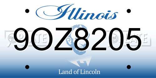 9OZ8205 Illinois License Plate
