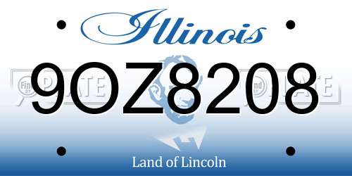 9OZ8208 Illinois License Plate