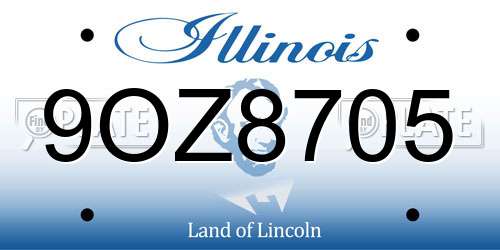 9OZ8705 Illinois License Plate