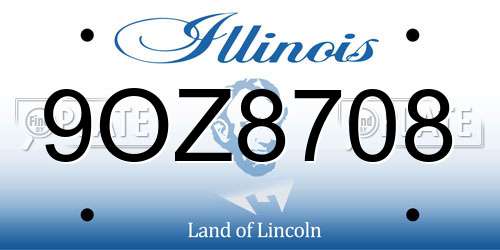 9OZ8708 Illinois License Plate