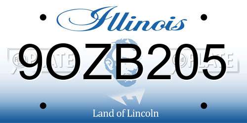 9OZB205 Illinois License Plate