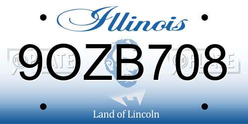 9OZB708 Illinois License Plate