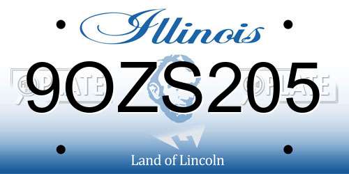 9OZS205 Illinois License Plate