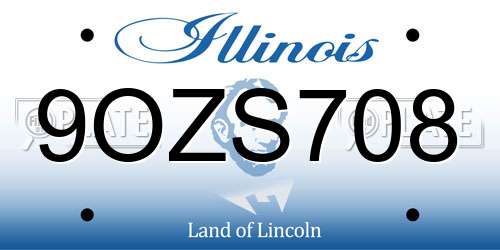 9OZS708 Illinois License Plate