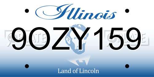 9OZY159 Illinois License Plate