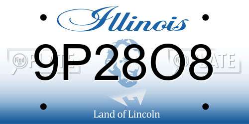 9P28O8 Illinois License Plate