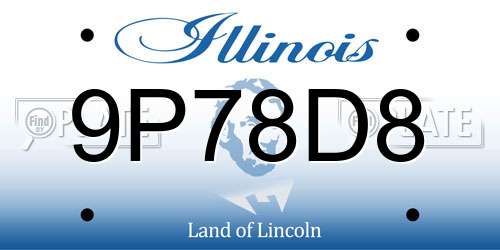9P78D8 Illinois License Plate