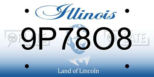 9P78O8 Illinois License Plate