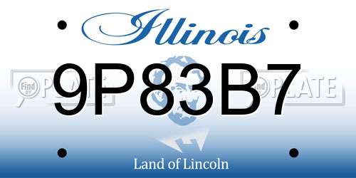 9P83B7 Illinois License Plate