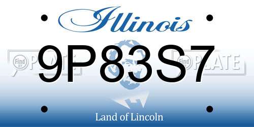 9P83S7 Illinois License Plate