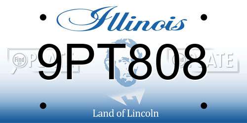 9PT808 Illinois License Plate