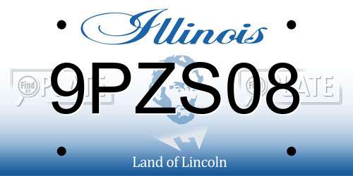9PZS08 Illinois License Plate