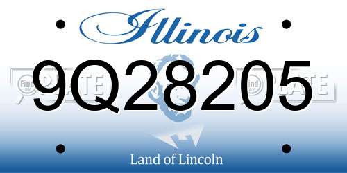 9Q28205 Illinois License Plate