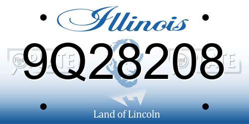 9Q28208 Illinois License Plate