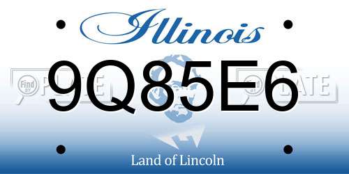 9Q85E6 Illinois License Plate