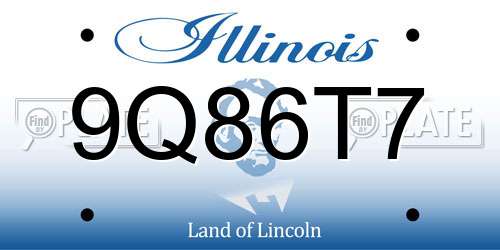 9Q86T7 Illinois License Plate