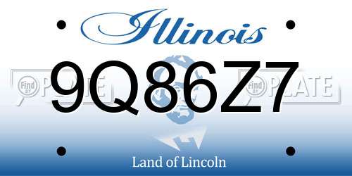 9Q86Z7 Illinois License Plate