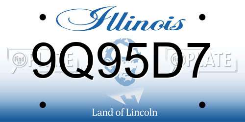 9Q95D7 Illinois License Plate