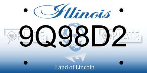 9Q98D2 Illinois License Plate