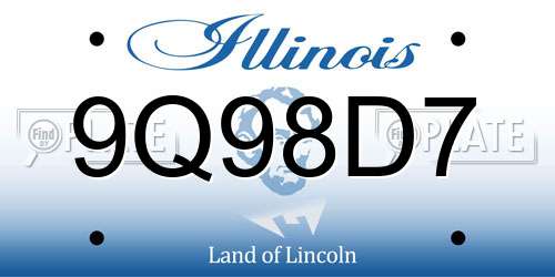 9Q98D7 Illinois License Plate