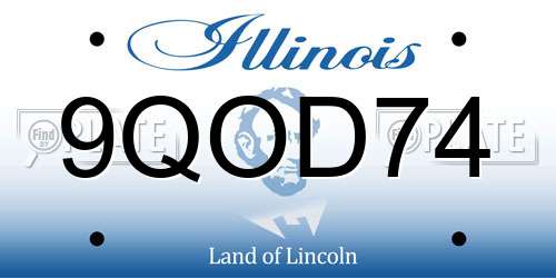 9QOD74 Illinois License Plate