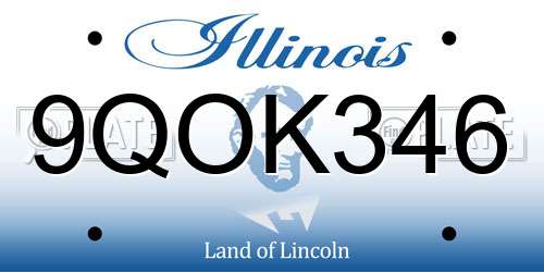 9QOK346 Illinois License Plate