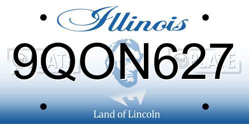 9QON627 Illinois License Plate