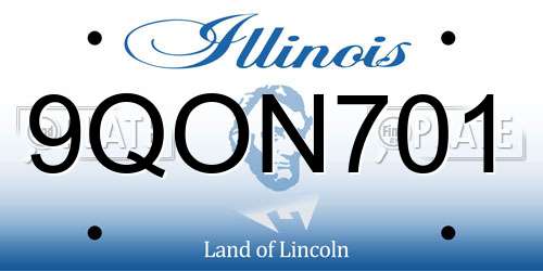 9QON701 Illinois License Plate