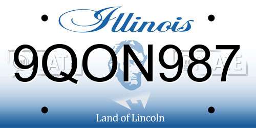 9QON987 Illinois License Plate