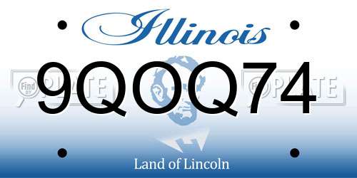 9QOQ74 Illinois License Plate