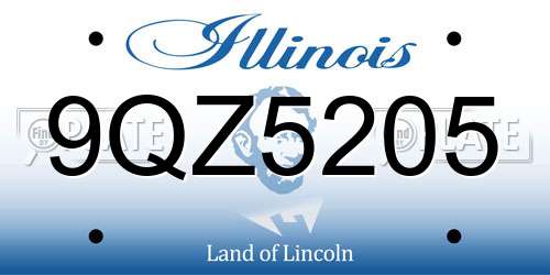 9QZ5205 Illinois License Plate