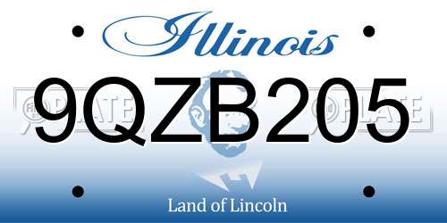 9QZB205 Illinois License Plate