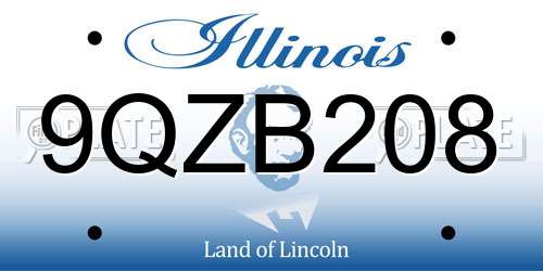 9QZB208 Illinois License Plate