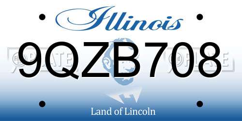 9QZB708 Illinois License Plate