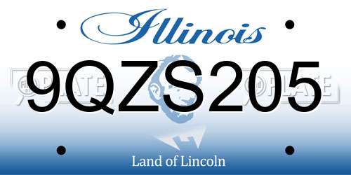 9QZS205 Illinois License Plate