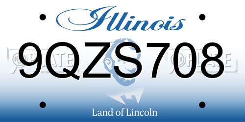 9QZS708 Illinois License Plate