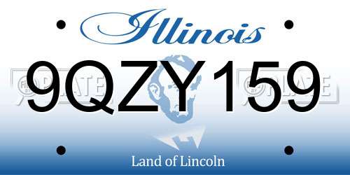 9QZY159 Illinois License Plate
