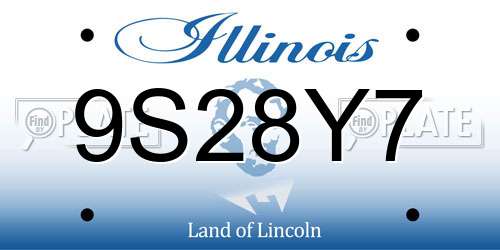 9S28Y7 Illinois License Plate