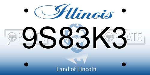 9S83K3 Illinois License Plate