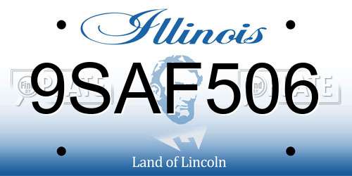 9SAF506 Illinois License Plate