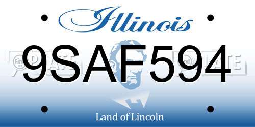 9SAF594 Illinois License Plate