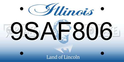 9SAF806 Illinois License Plate