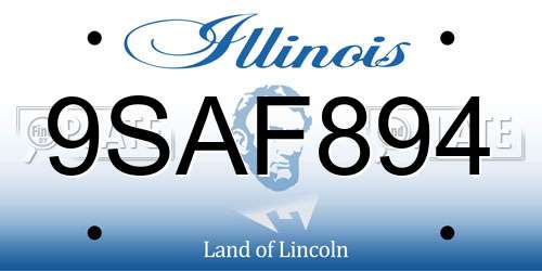 9SAF894 Illinois License Plate