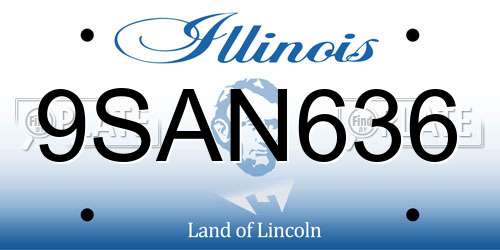 9SAN636 Illinois License Plate