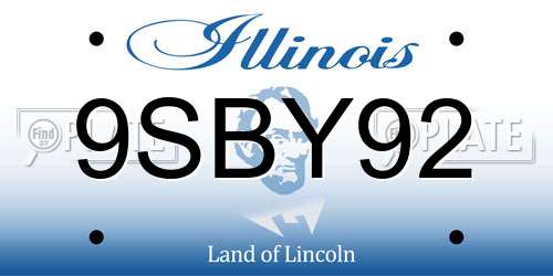 9SBY92 Illinois License Plate