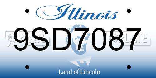 9SD7087 Illinois License Plate